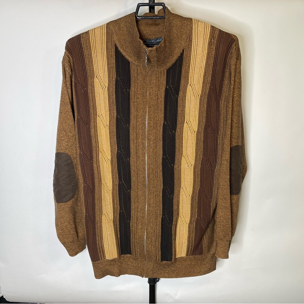 Vintage SilverSilk Brown Full Zip Cardigan Size 3XL Men’s
